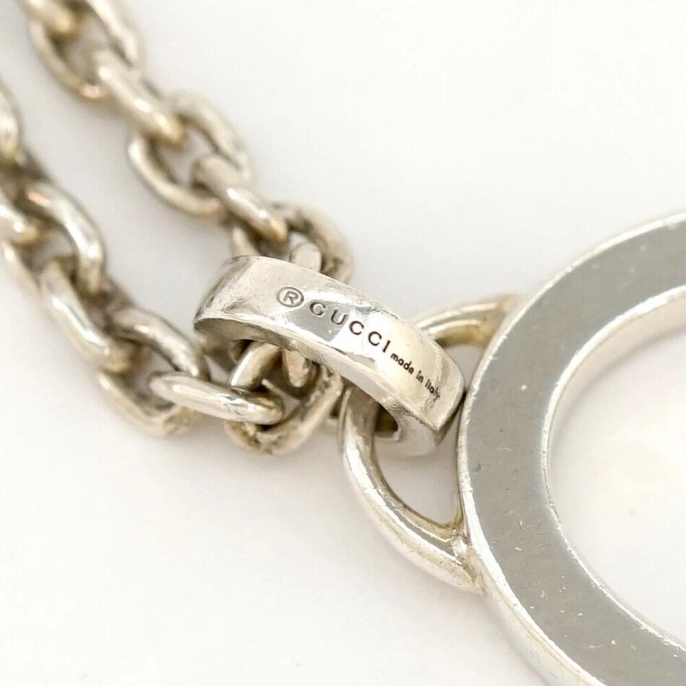 GUCCI G Logo Pendant Necklace 18" Silver 925 Auth w/Bag #22904 - Picture 8 of 9